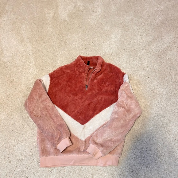 Pink Chevron Stripe Quarter Zip - Picture 1 of 1